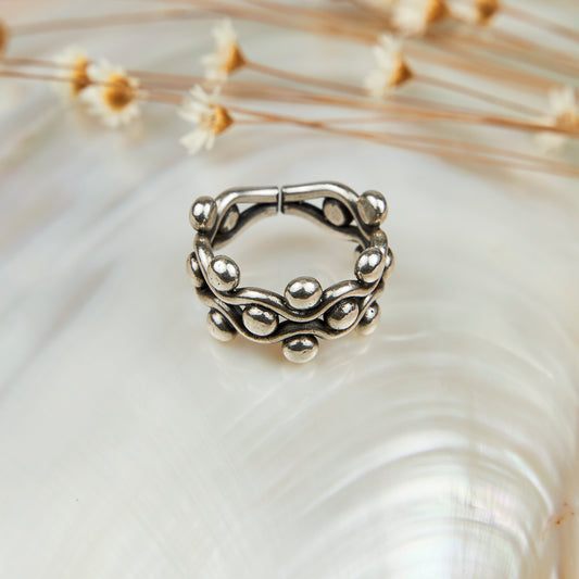 Anel Bolinhas Ondulado