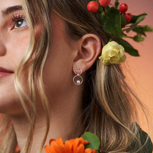 Brincos Circulares Balançantes com Pérola