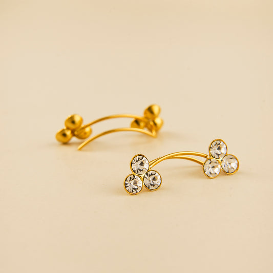 Brincos Corridos Flores Zircónia
