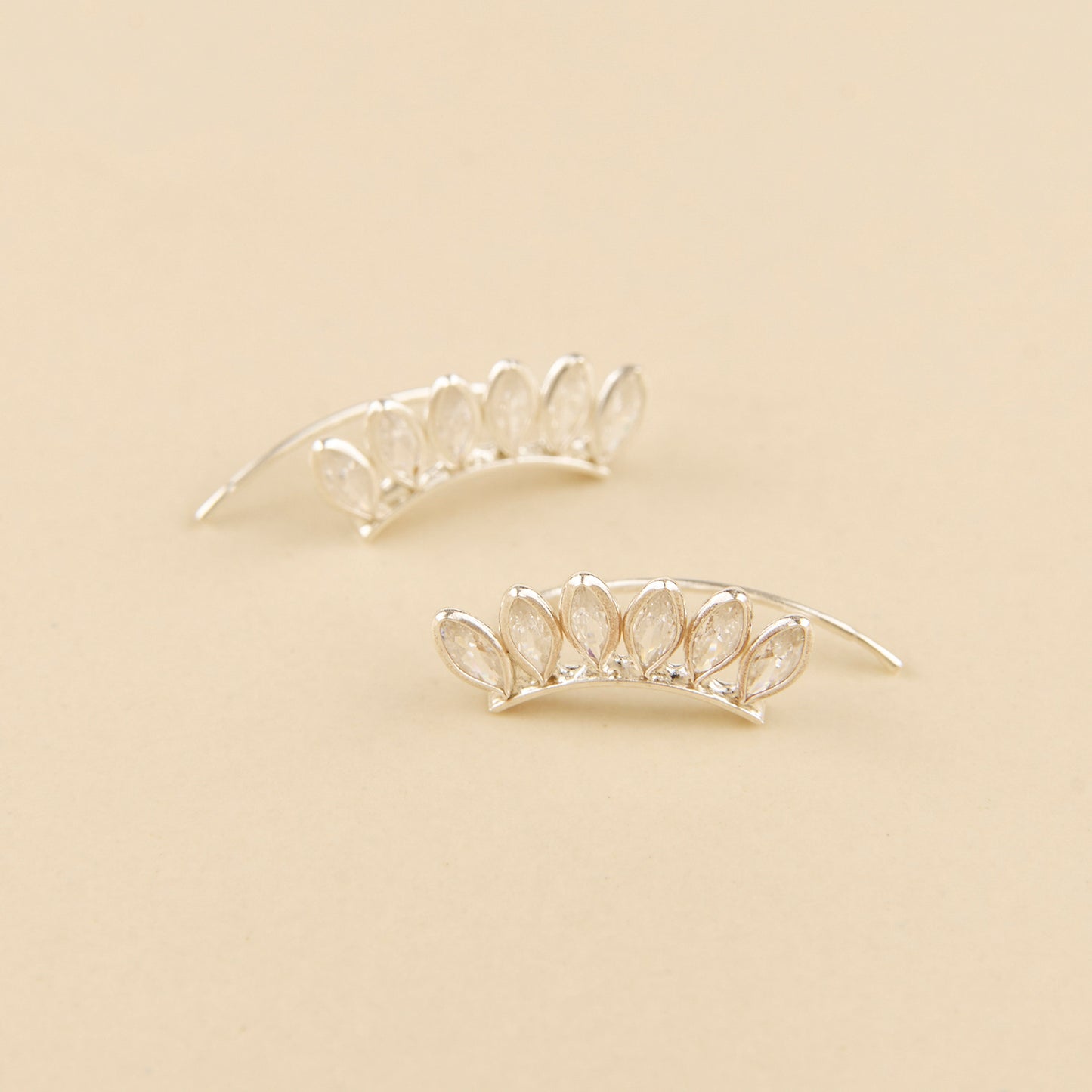 Brincos Corridos Pétalas Zircónias