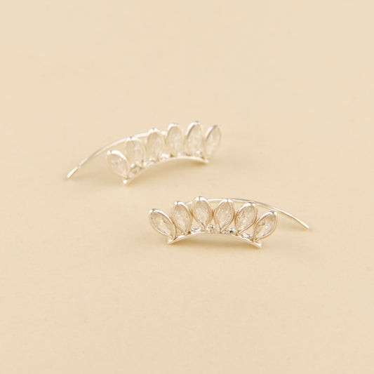 Brincos Corridos Pétalas Zircónias