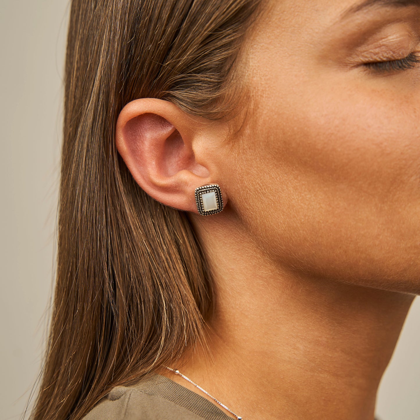 Brincos Madrepérola Rectângular