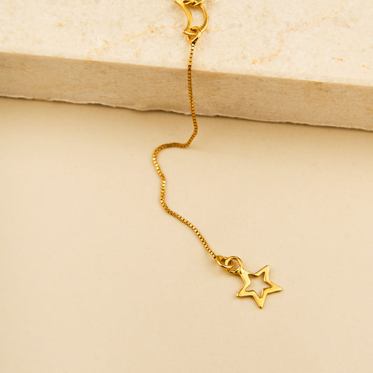 Colar Pendente Lua e Estrela