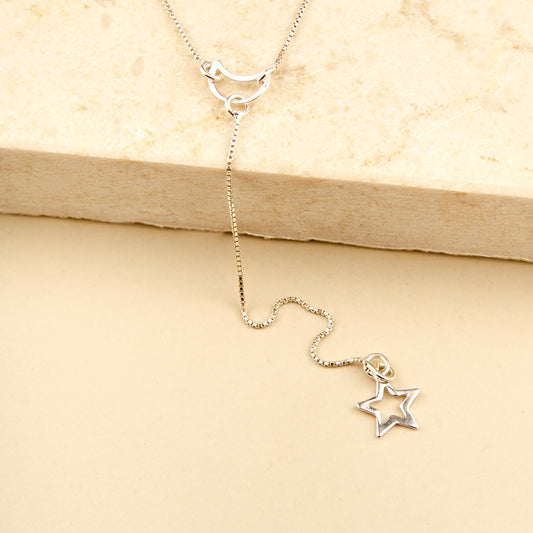 Colar Pendente Lua e Estrela