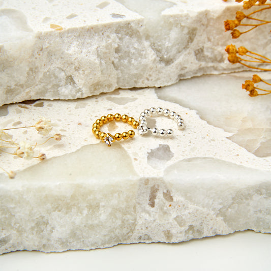 Earcuff Bolinhas com Zircónia