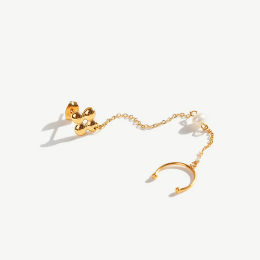 Earcuff Corrente com Pérola Natural