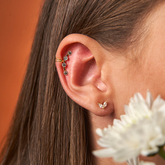 Earcuff Corrido Quatro Zircónias