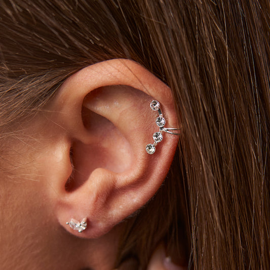 Earcuff Corrido Quatro Zircónias