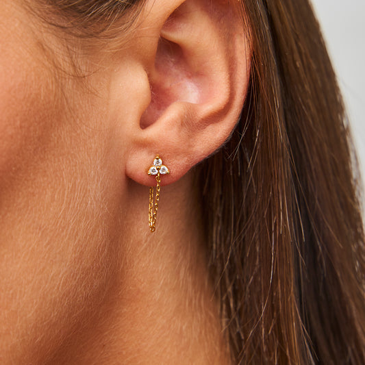 Brincos Mini Flor com Corrente