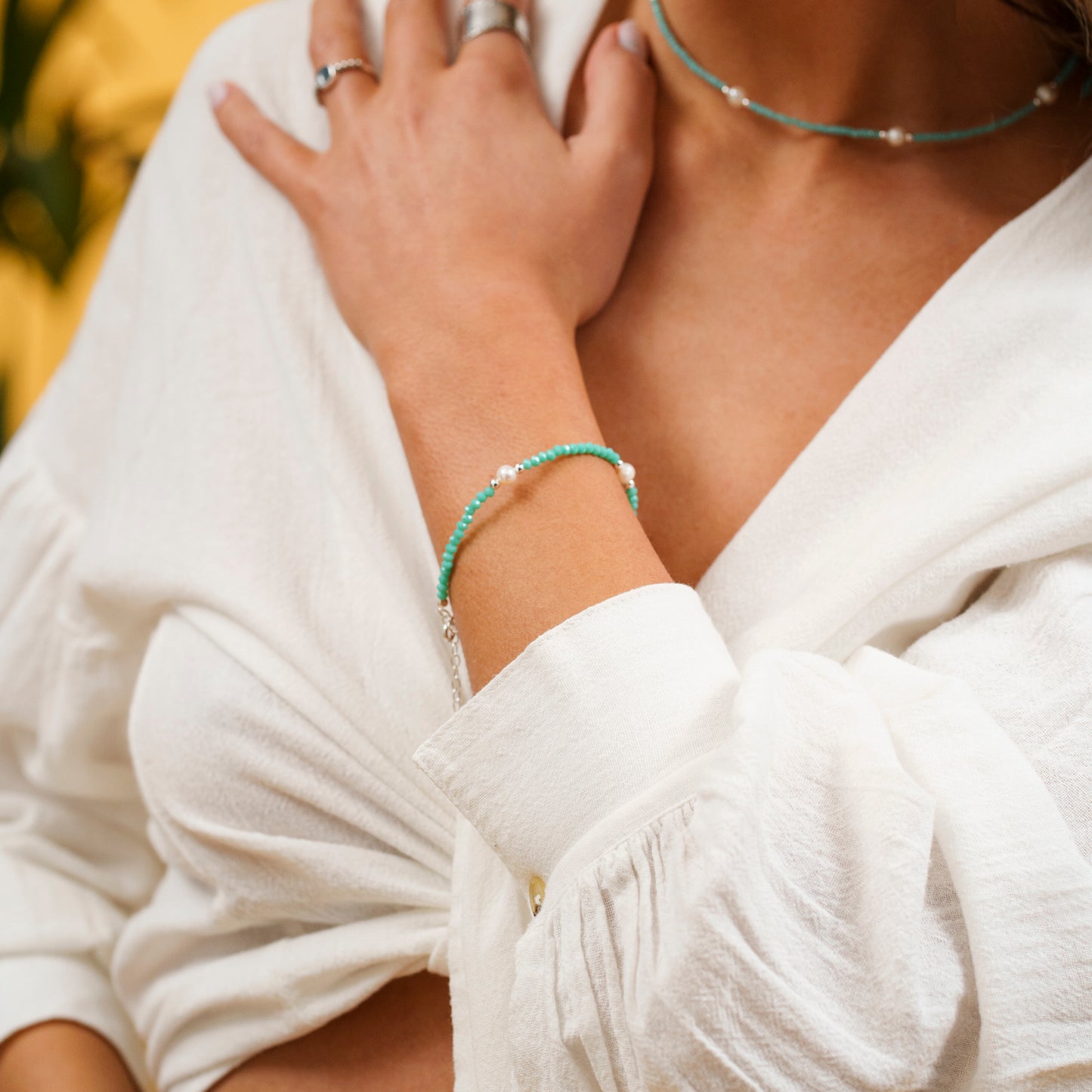 Pulseira Missangas e Pérolas Naturais