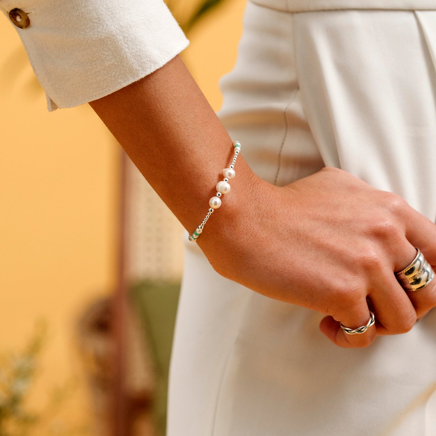 Pulseira Missangas e Pérolas Naturais