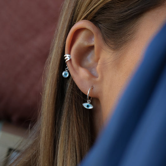 Earcuff Pendente Olho Madrepérola