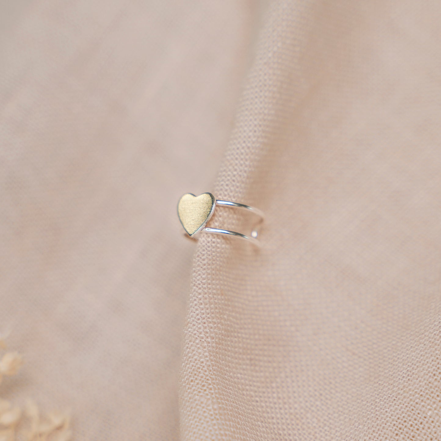 Earcuff Coração Duas Linhas