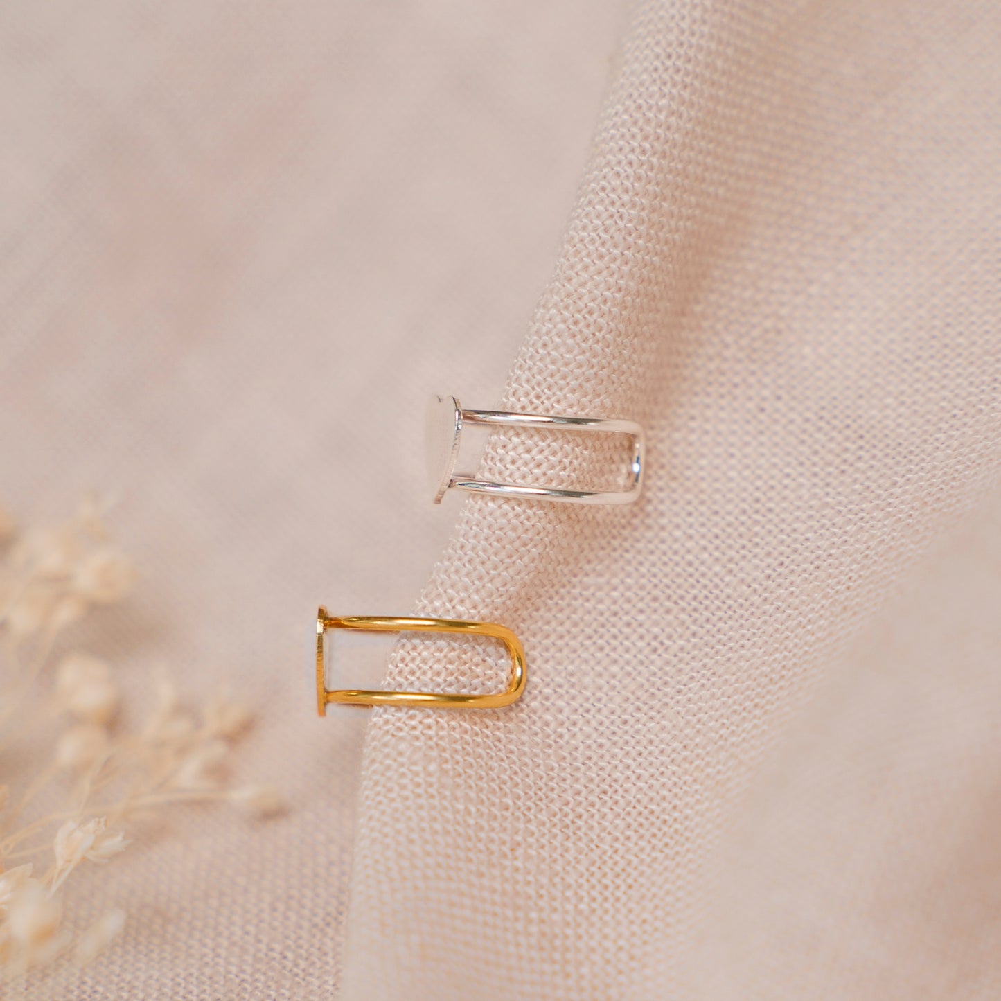 Earcuff Coração Duas Linhas