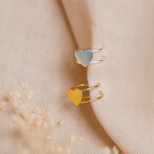Earcuff Coração Duas Linhas
