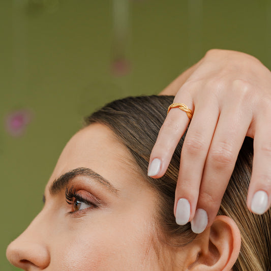 Anel Dourado Trança