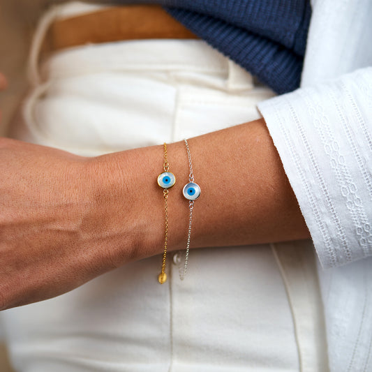 Pulseira Olho Turco Redondo em Madrepérola