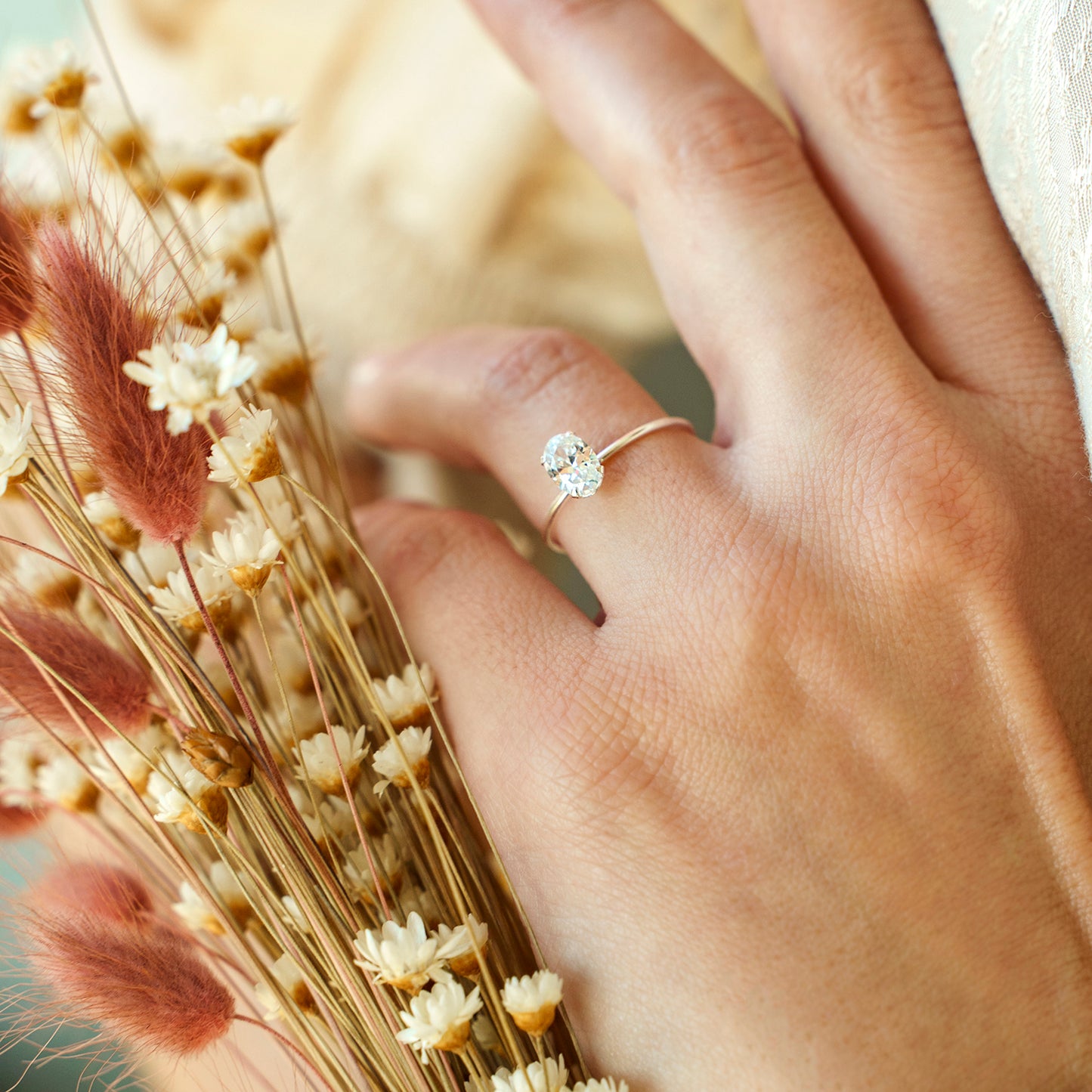 Anel Love Solitário Zircónia Oval