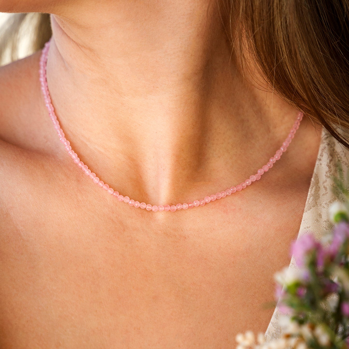 Colar Love Quartzo Rosa
