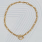 Colar Chunky T-Bar em aço inoxidável dourado com fecho de barra frontal coleção Fuse joalharia urbana.